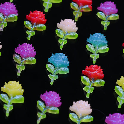 Luminous Green Leaf Flower Resin Beads