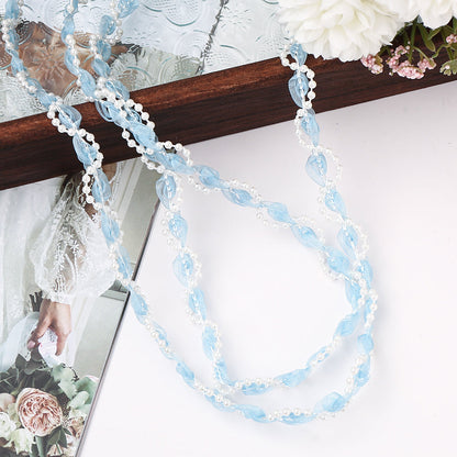 1 m Apricot Flower Pearl Embroidered Lace Trim
