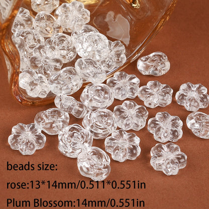 Transparent Flower Glass Beads