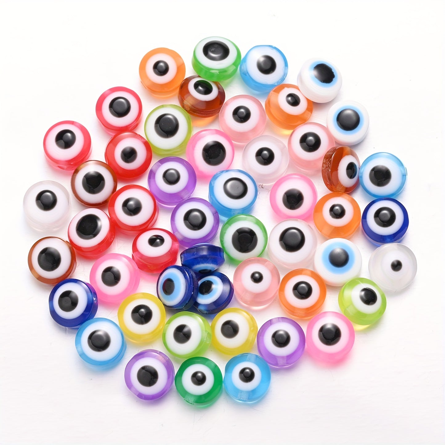 50pcs 6/8/10mm Evil Eye Resin Acrylic Beads