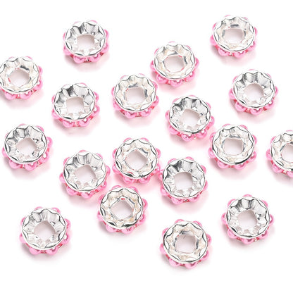 20PCS 12mm Round Acrylic & Rhinestone Spacer Bead Set