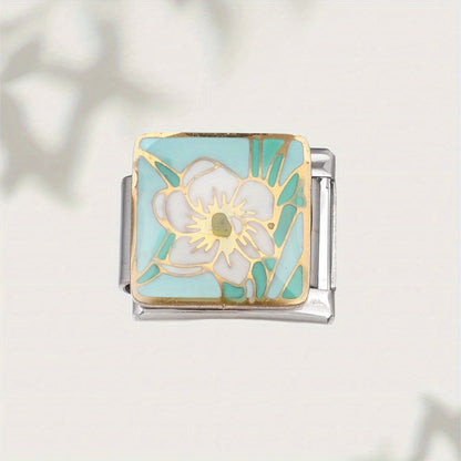 9mm Stainless Steel Italian Flower Charm Bead