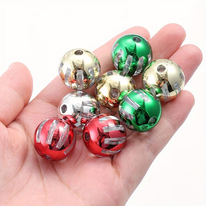 Christmas Striped Acrylic Round Beads