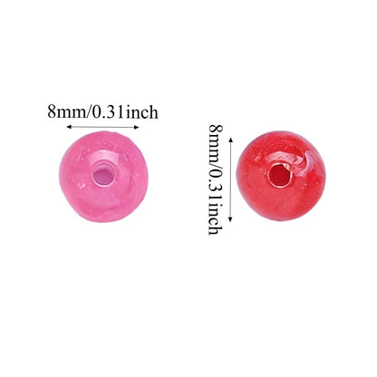 200pcs 8mm Valentine's Day Themed Pastel Pink Gradient Beads