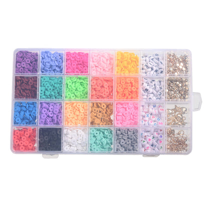28-Color Flat Round Polymer Clay Bead Set