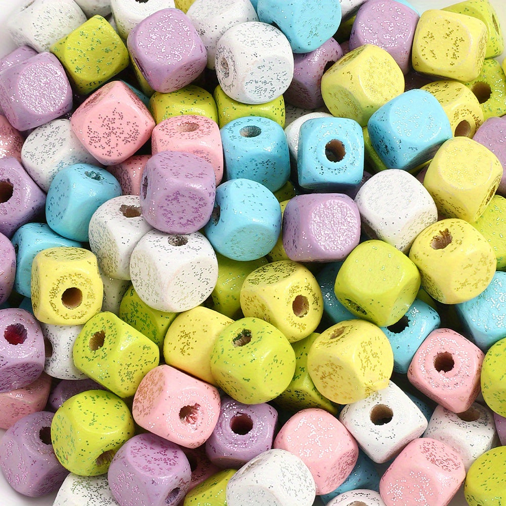Sequined Square Wooden Beads