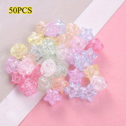 50pcs 11mm Crackle Star Acrylic Beads