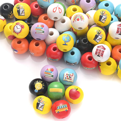 50/100pcs 16mm Colorful Round Punch Wooden Beads
