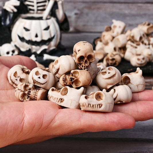 20PCS Halloween Mini Animal Skull Resin Figurine Set