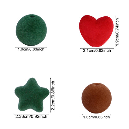 30/50pcs 16-22mm Flocked Acrylic Beads