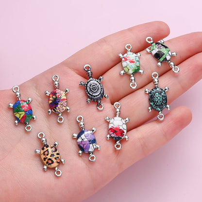 10PCS Multicolor Alloy Turtle Pendant Set