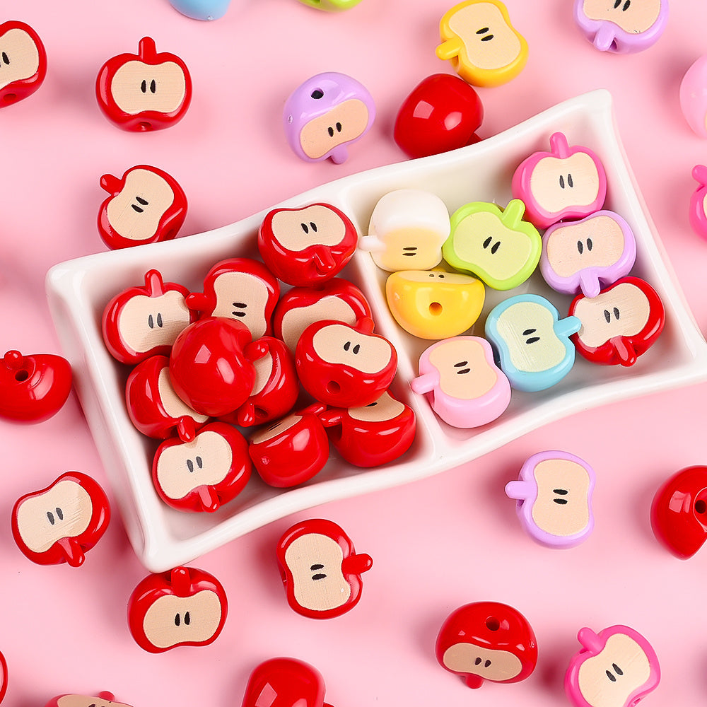 Christmas Red Apple Acrylic Beads