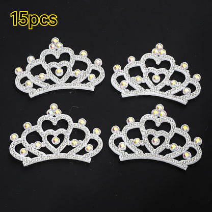 15-Piece White Padded Crown Rhinestone Patches