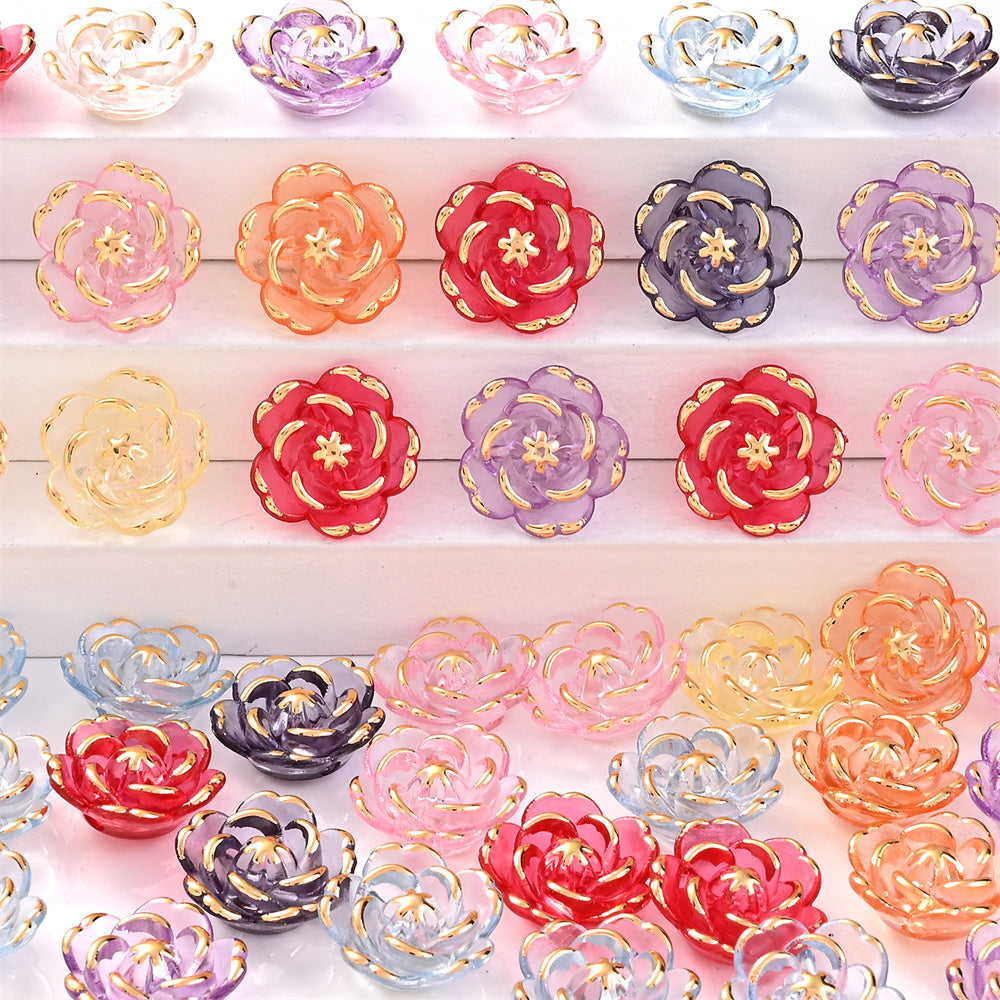 Transparent Camellia Flower Acrylic Beads