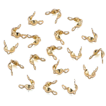 50PCS 3×6mm Gold Bead Cap End Crimp Cover Set