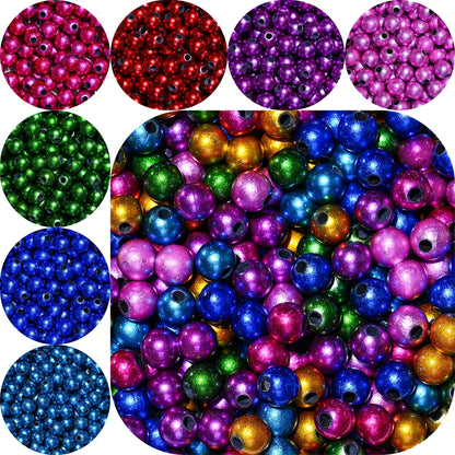 50/100/200pcs 8/10/12mm Colorful Round Acrylic Glossy Beads
