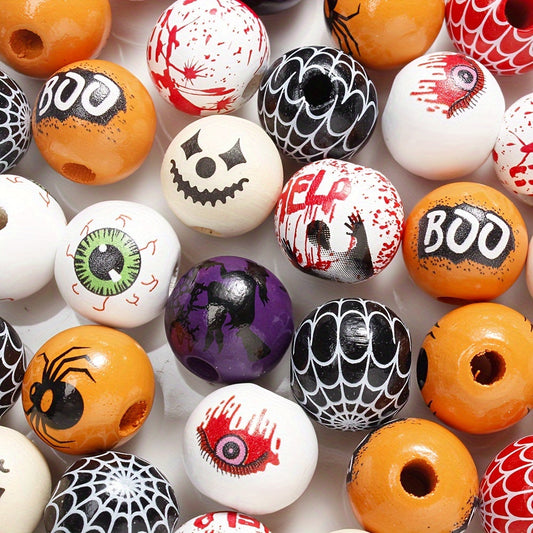 Halloween Colorful Wooden Spacer Beads