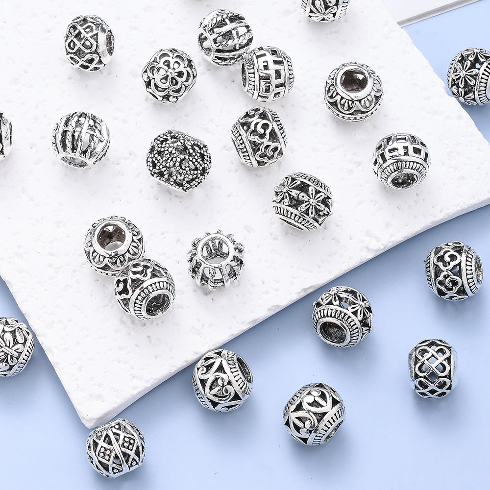 Retro Hollow Zinc Alloy Large Hole Spacer Beads
