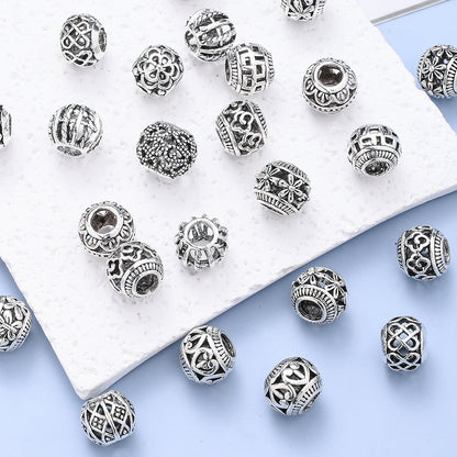 Retro Hollow Zinc Alloy Large Hole Spacer Beads