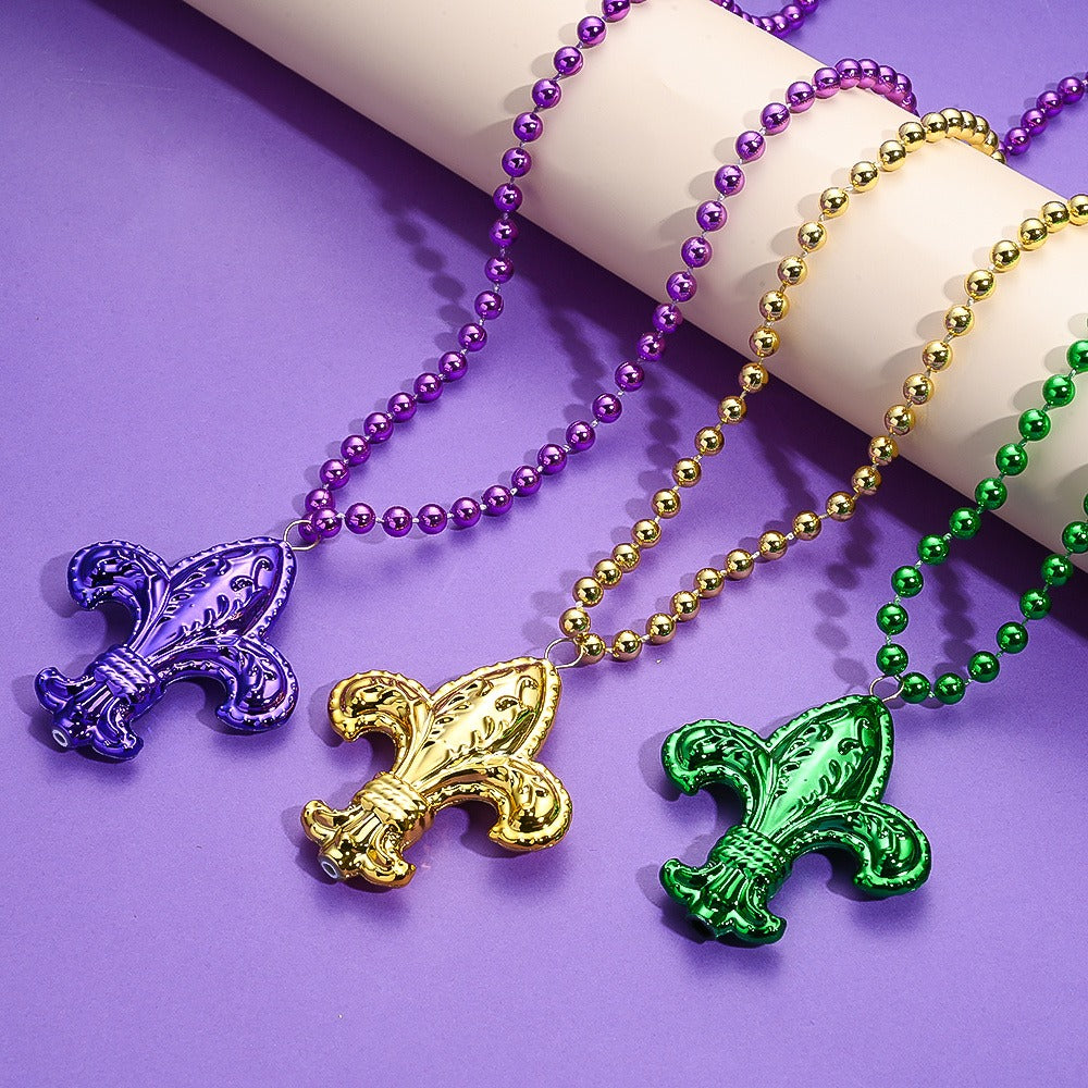 Mardi Gras Carnival Beaded Crown Necklaces