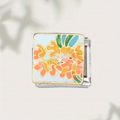 9mm Stainless Steel Italian Flower Charm Bead