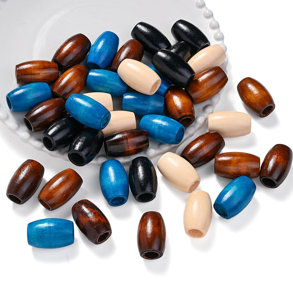 Mixed Color Oval Wooden Beads