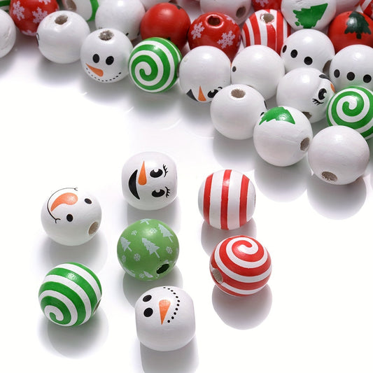Christmas Wooden Santa & Tree Beads