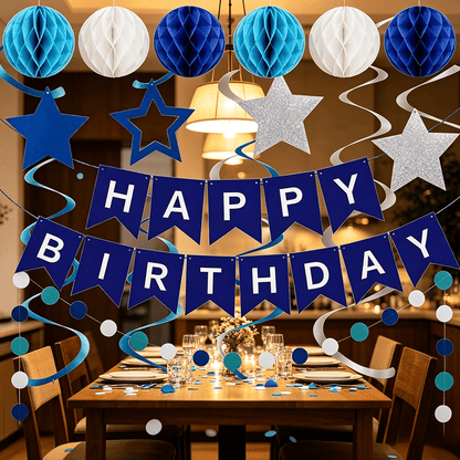 Blue Birthday Party Decoration Set