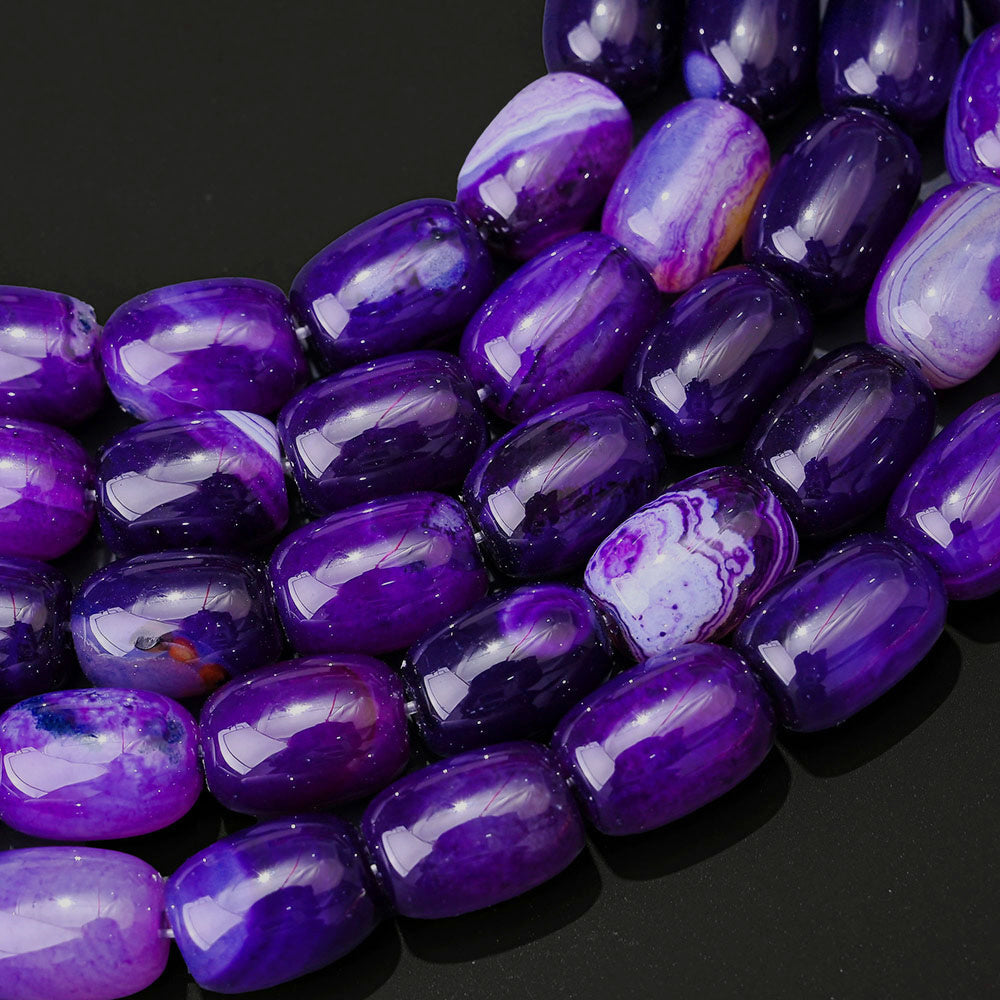28pcs/strand 10x14mm Natural Agate Barrel Beads