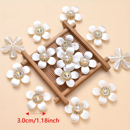 10PCS 3cm Five-Petal Flower Acrylic Embellishment Set