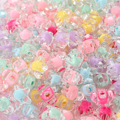 30/50pcs 11/12mm Translucent Floral Star-Shaped Acrylic Beads