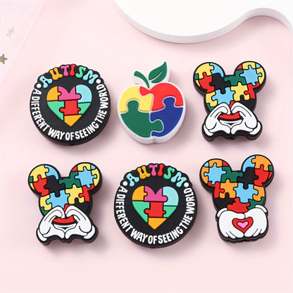 Puzzle Theme Silicone Beads