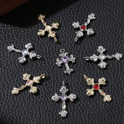 Y2K Rhinestone Cross Alloy Pendants