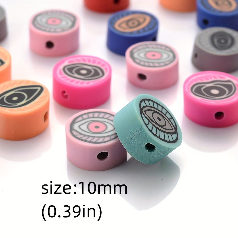 30/50PCS 10mm Mixed Eye Soft Clay Spacer Bead Set