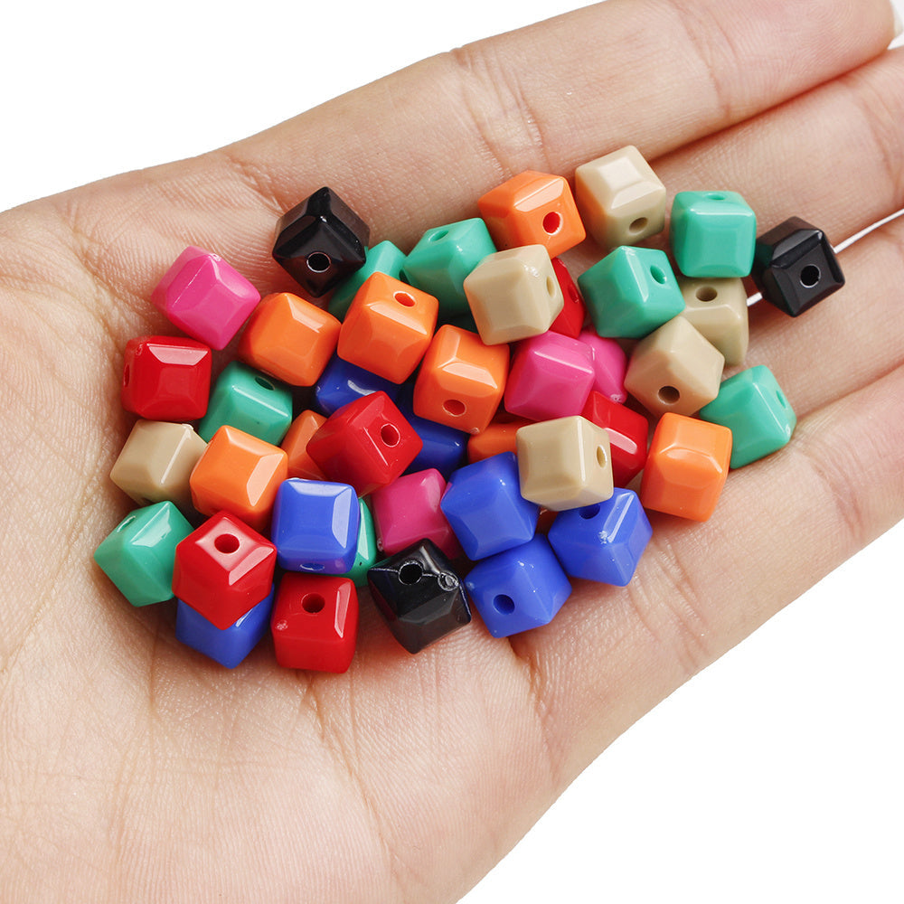 100-Piece 7 mm Multicolor Luminous Square Acrylic Beads
