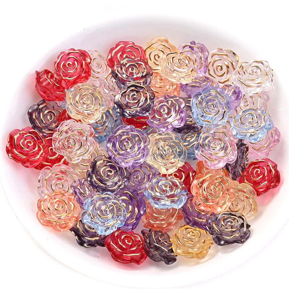 Transparent Camellia Flower Acrylic Beads