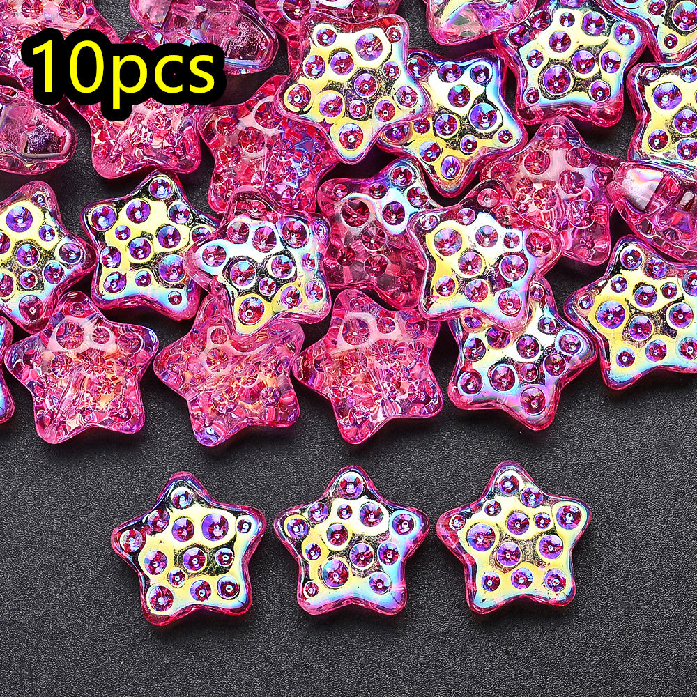 10pcs 18mm Vibrant Star Glass Beads