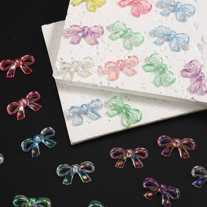50pcs AB Mixed Color Hollow Bowknot Beads