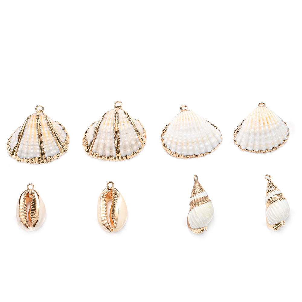 8pcs Multi-Color Printed Conch Shell Beads
