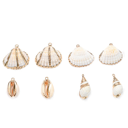 8pcs Multi-Color Printed Conch Shell Beads