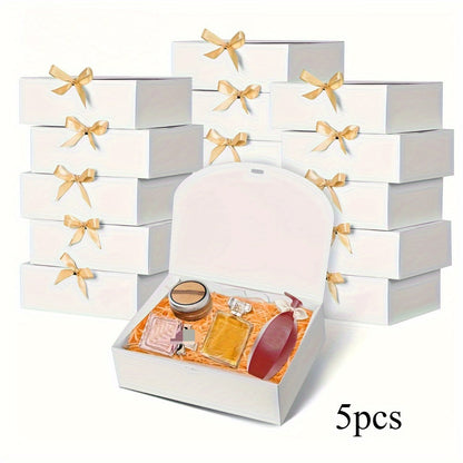 5-Piece Gift Packaging Boxes with Gold Ribbons