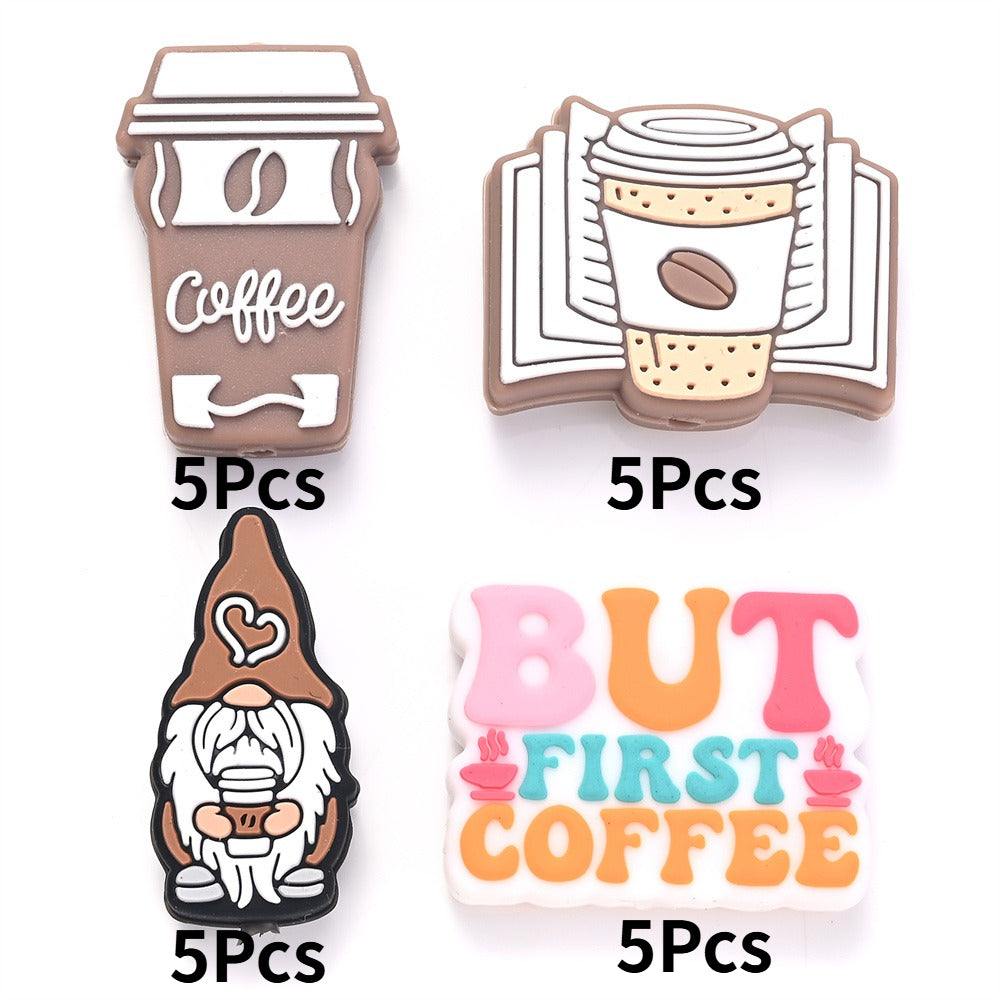 20pcs 14-30mm Coffee Gnome Silicone Beads
