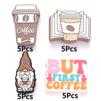 20pcs 14-30mm Coffee Gnome Silicone Beads