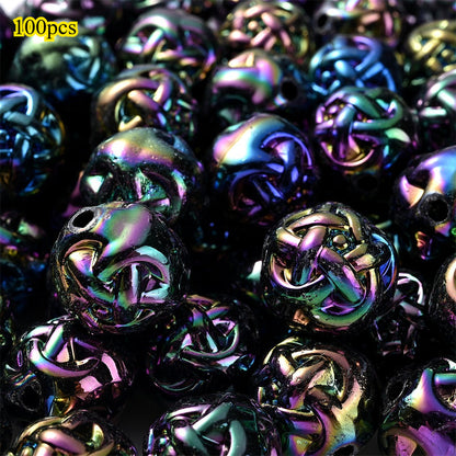 100pcs 15mm 3D Woven Yarn Balls Pumpkin Acrylic Beads