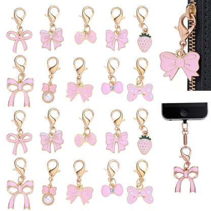 Pink Bow Enamel Pendant Charms