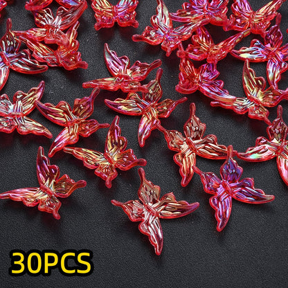 30pcs/set 25mm Transparent Butterfly Acrylic Beads
