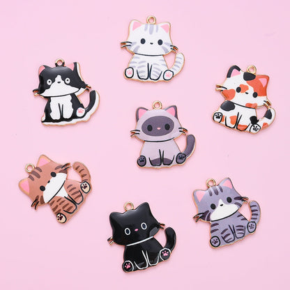 Enamel Cat Pendant Charms