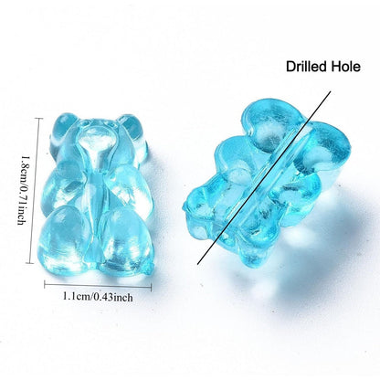 500-Piece 18x11 mm Transparent Gummy Bear Acrylic Beads
