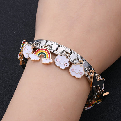 Cloud Rainbow Lightning Stainless Steel Bracelet