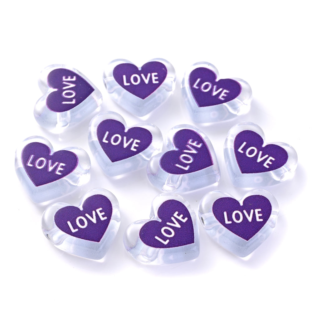Clear Double Heart Acrylic Beads